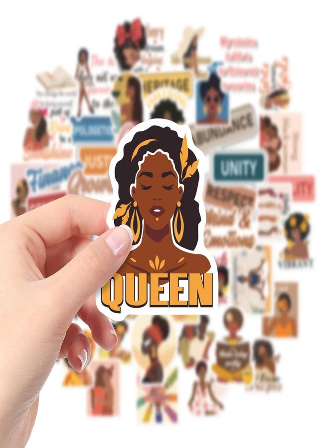 AFRITEE Black Girls Bulk Stickers - 50 Pcs Inspirational Quotes Vision Board Supplies for Women, Confident Equality Proud Vinyl Waterproof Decals DIY Diary Wish Suitcase Decoration Gift for Girl - Image 3